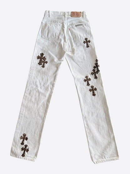 Chrome Hearts Levis White & Cheetah Patch Jeans