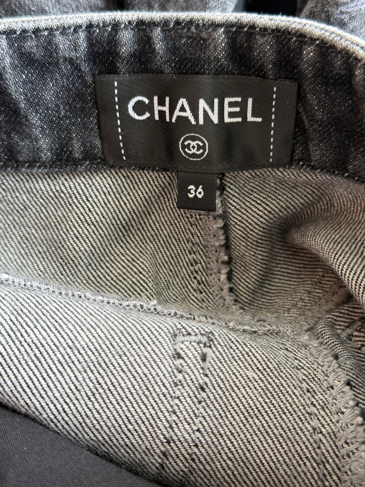 Chanel Faded Black & Multicolor Cartoon Graphic Women's Denim Jeans