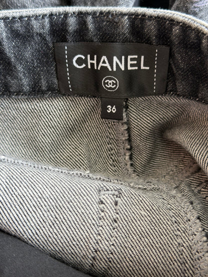 Chanel Faded Black & Multicolor Cartoon Graphic Women's Denim Jeans