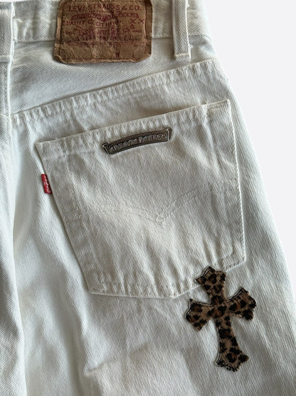 Chrome Hearts Levis White & Cheetah Patch Jeans
