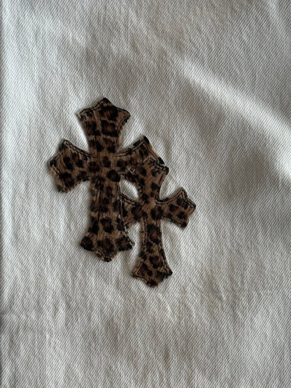 Chrome Hearts Levis White & Cheetah Patch Jeans