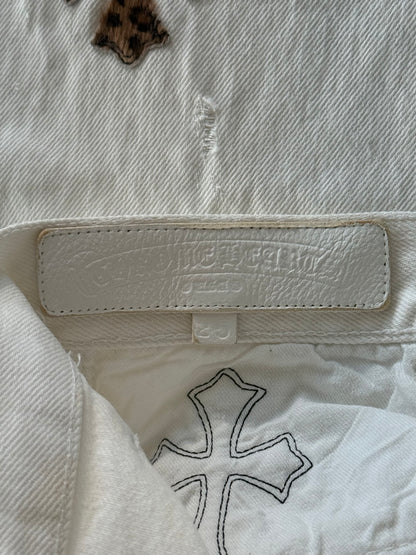 Chrome Hearts Levis White & Cheetah Patch Jeans