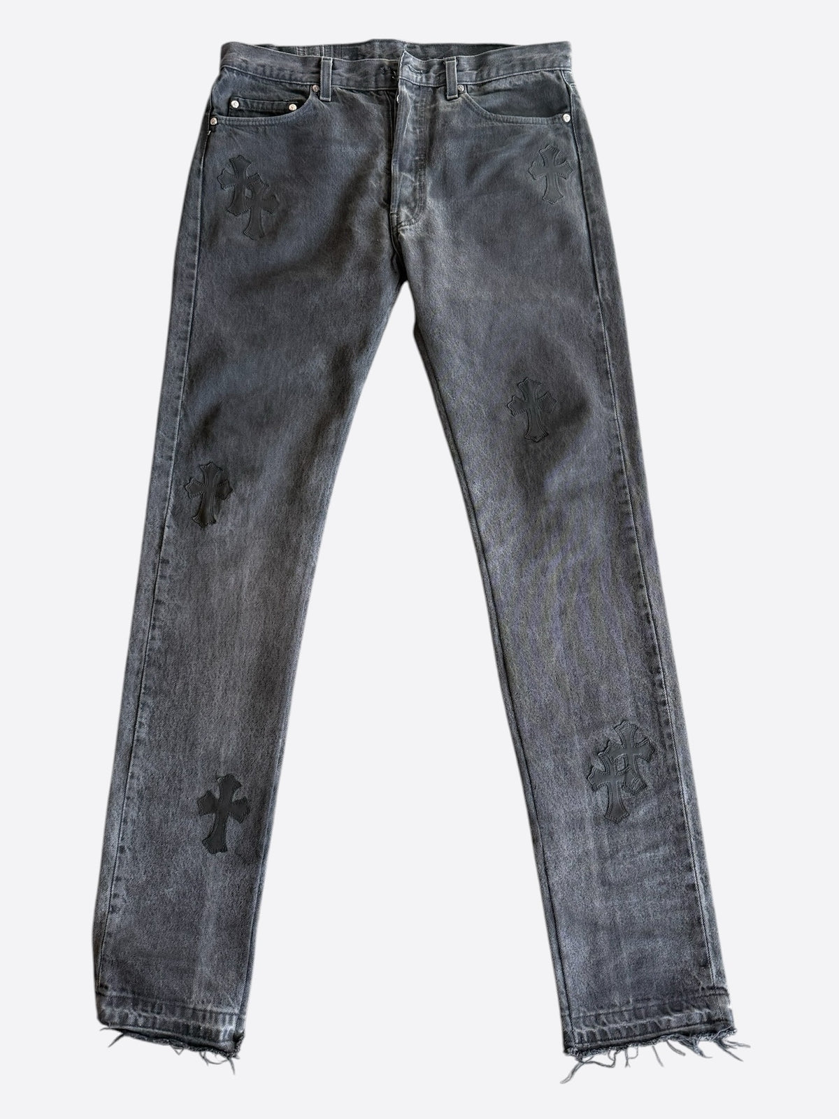 Chrome Hearts Levis Grey & Black Cross Patch Jeans