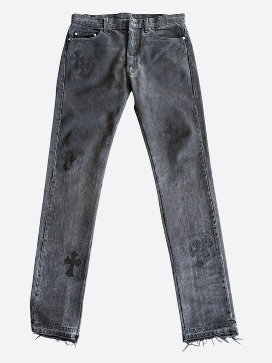 Chrome Hearts Levis Grey & Black Cross Patch Jeans