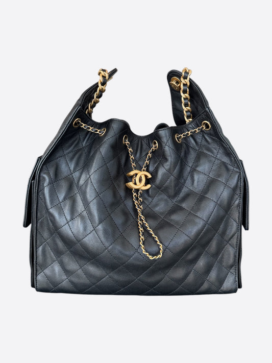 Chanel Black Caviar Quilted Large 25 Bag