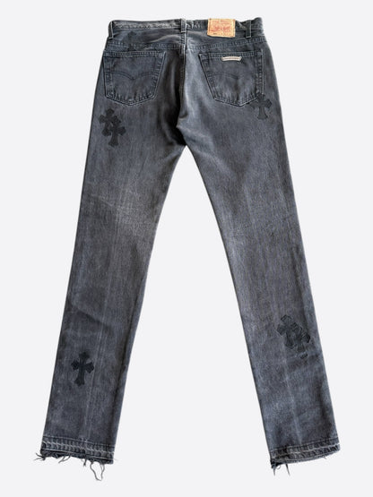 Chrome Hearts Levis Grey & Black Cross Patch Jeans