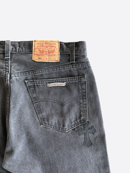 Chrome Hearts Levis Grey & Black Cross Patch Jeans