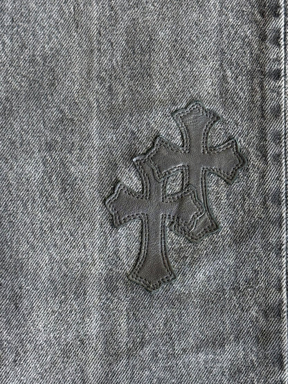 Chrome Hearts Levis Grey & Black Cross Patch Jeans