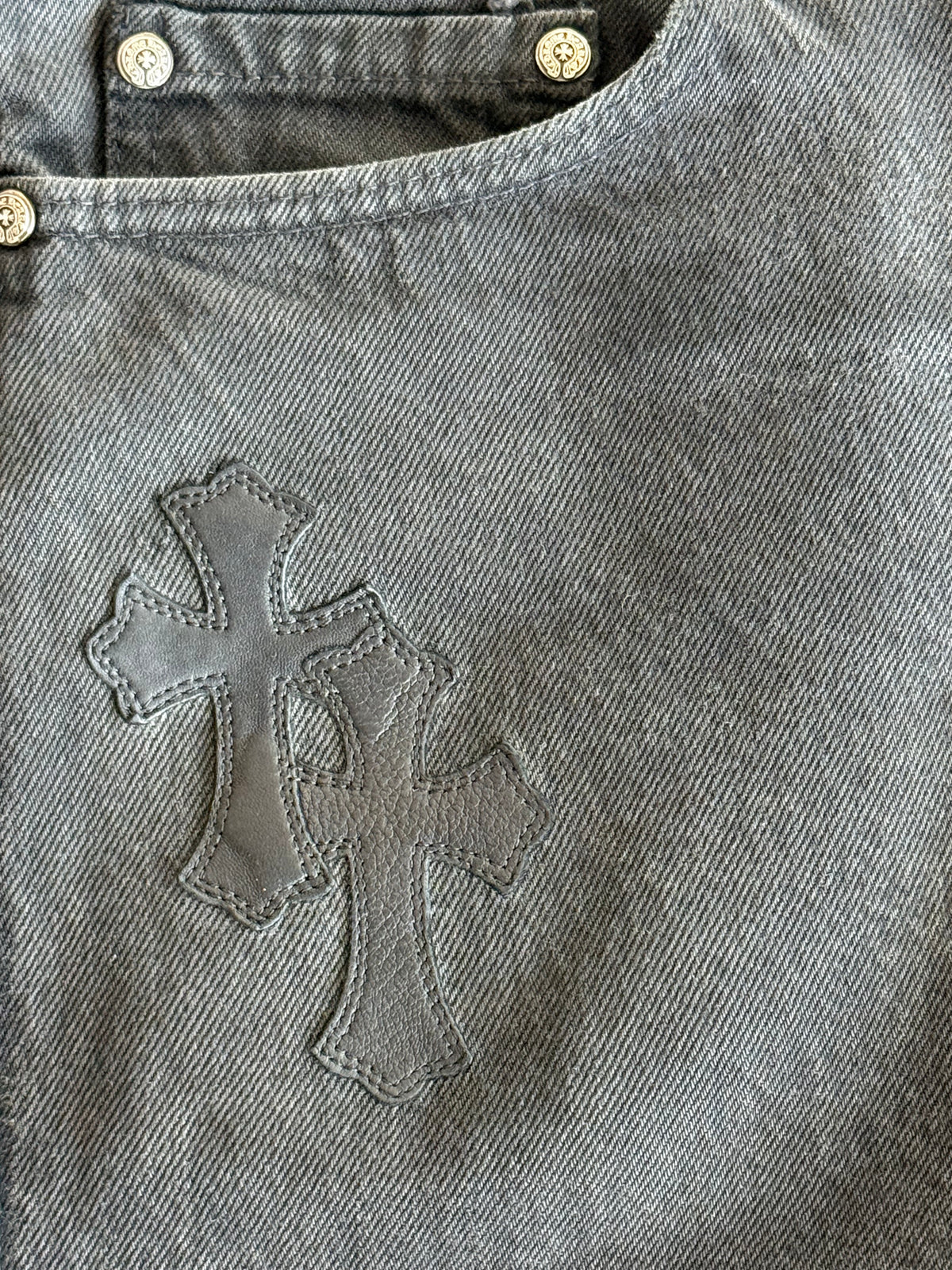 Chrome Hearts Levis Grey & Black Cross Patch Jeans