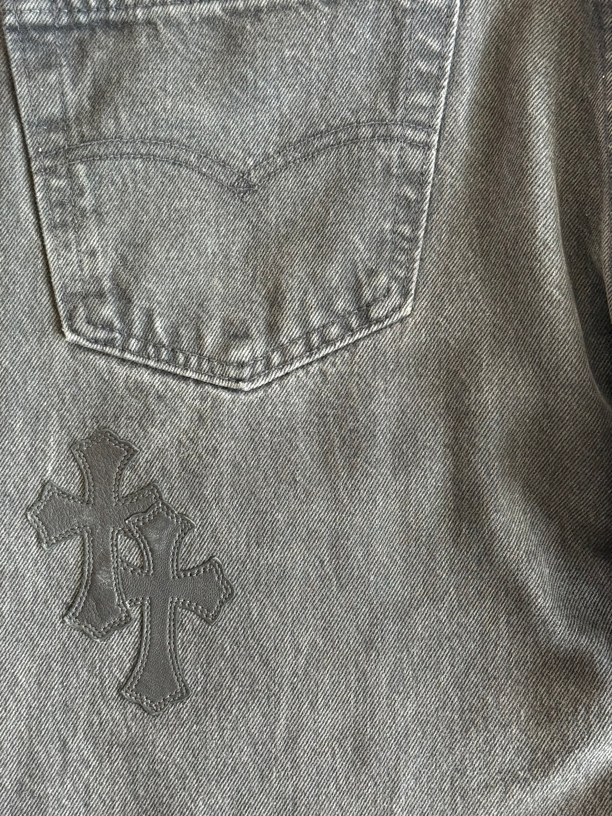 Chrome Hearts Levis Grey & Black Cross Patch Jeans