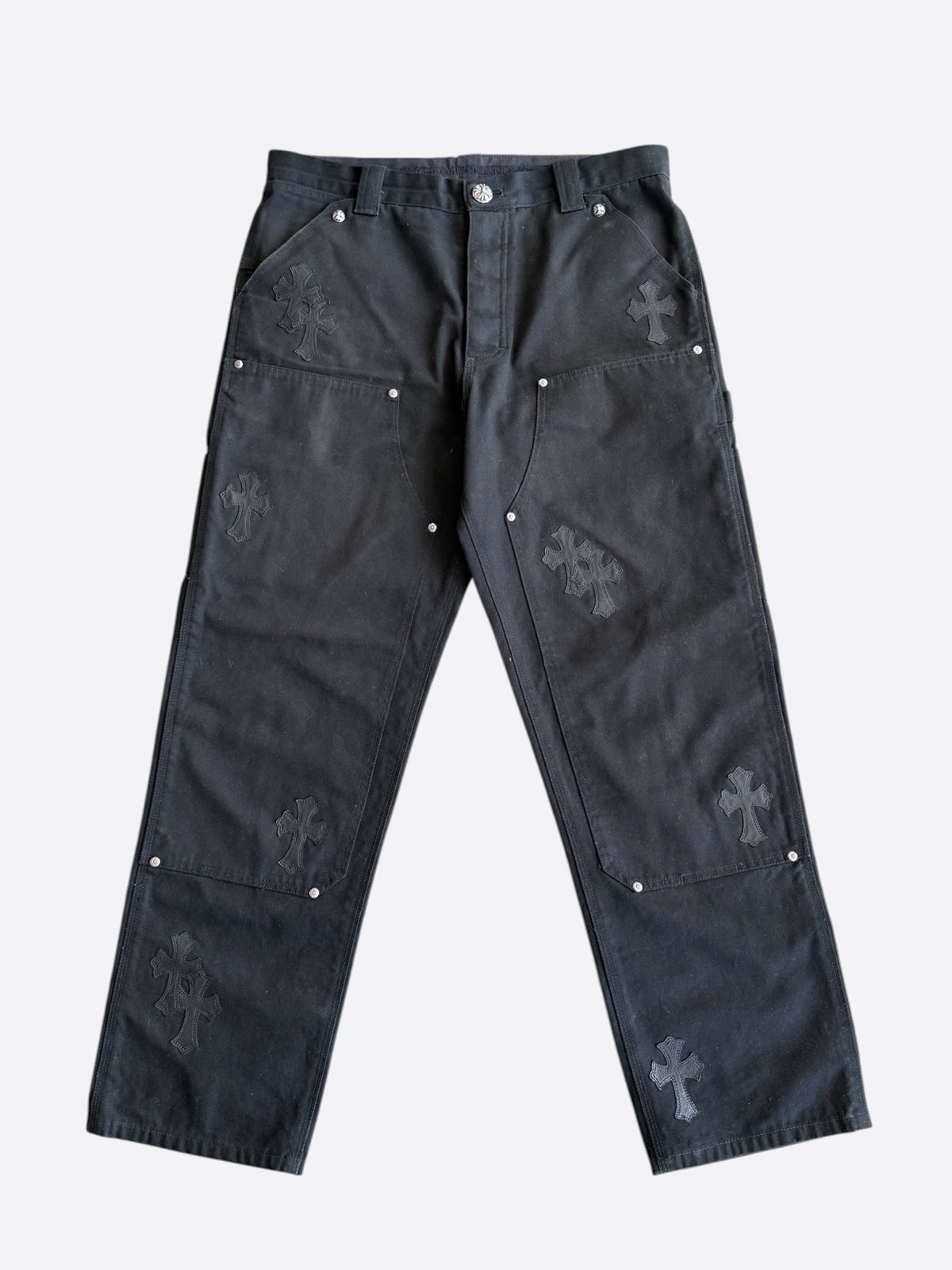 Chrome Hearts Black & Pink Cross Patch Carpenter Pants