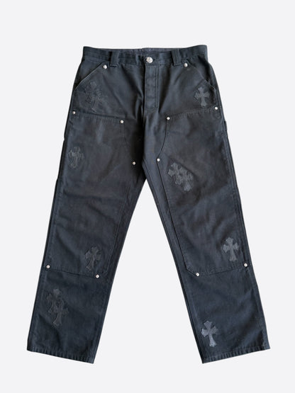 Chrome Hearts Black & Pink Cross Patch Carpenter Pants