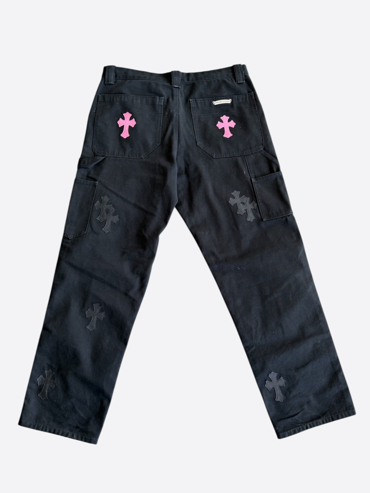 Chrome Hearts Black & Pink Cross Patch Carpenter Pants