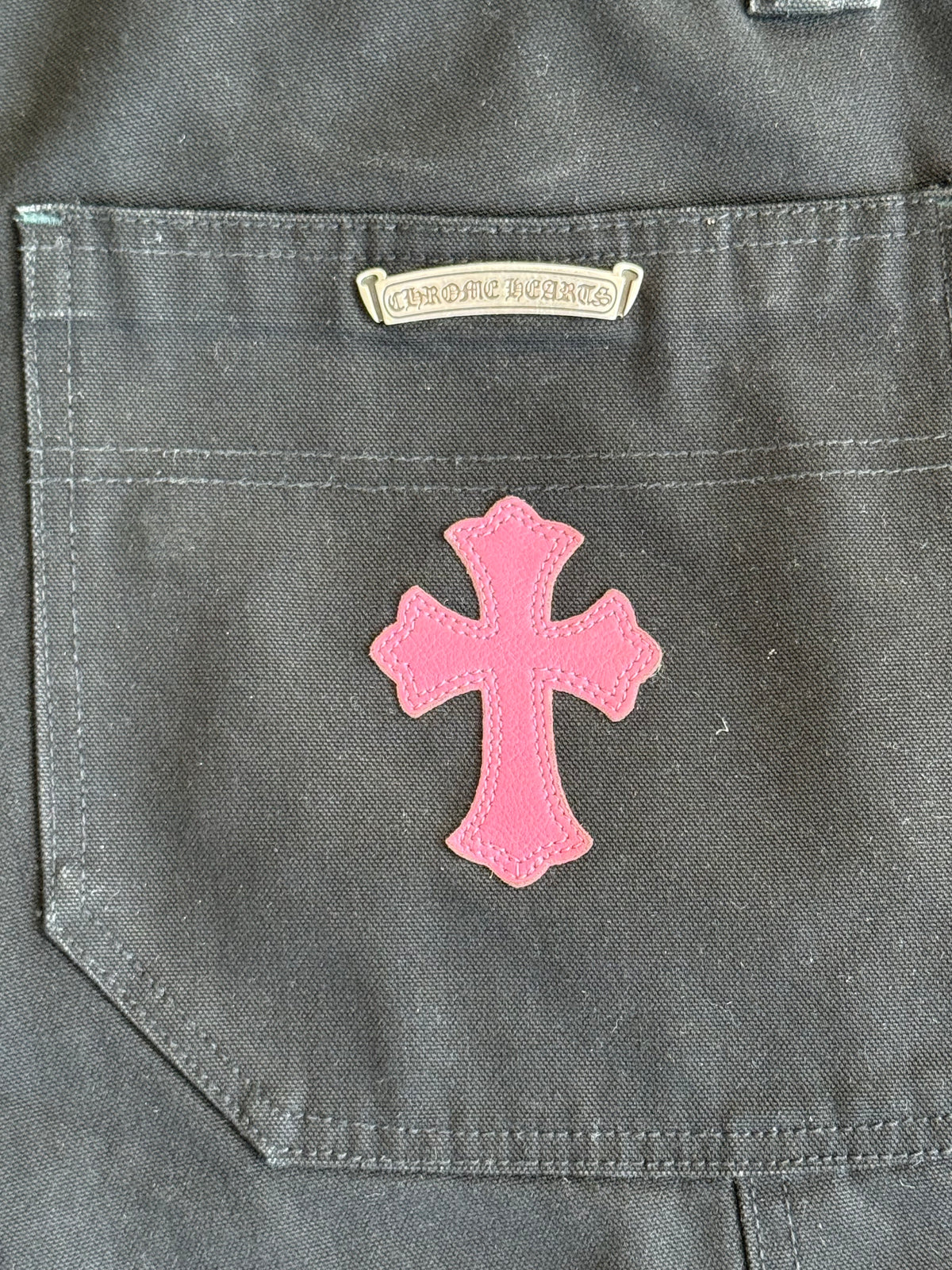 Chrome Hearts Black & Pink Cross Patch Carpenter Pants