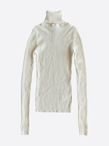 Chrome Hearts Cream Cashmere Cross Patch Women's Turtleneck Sweater
