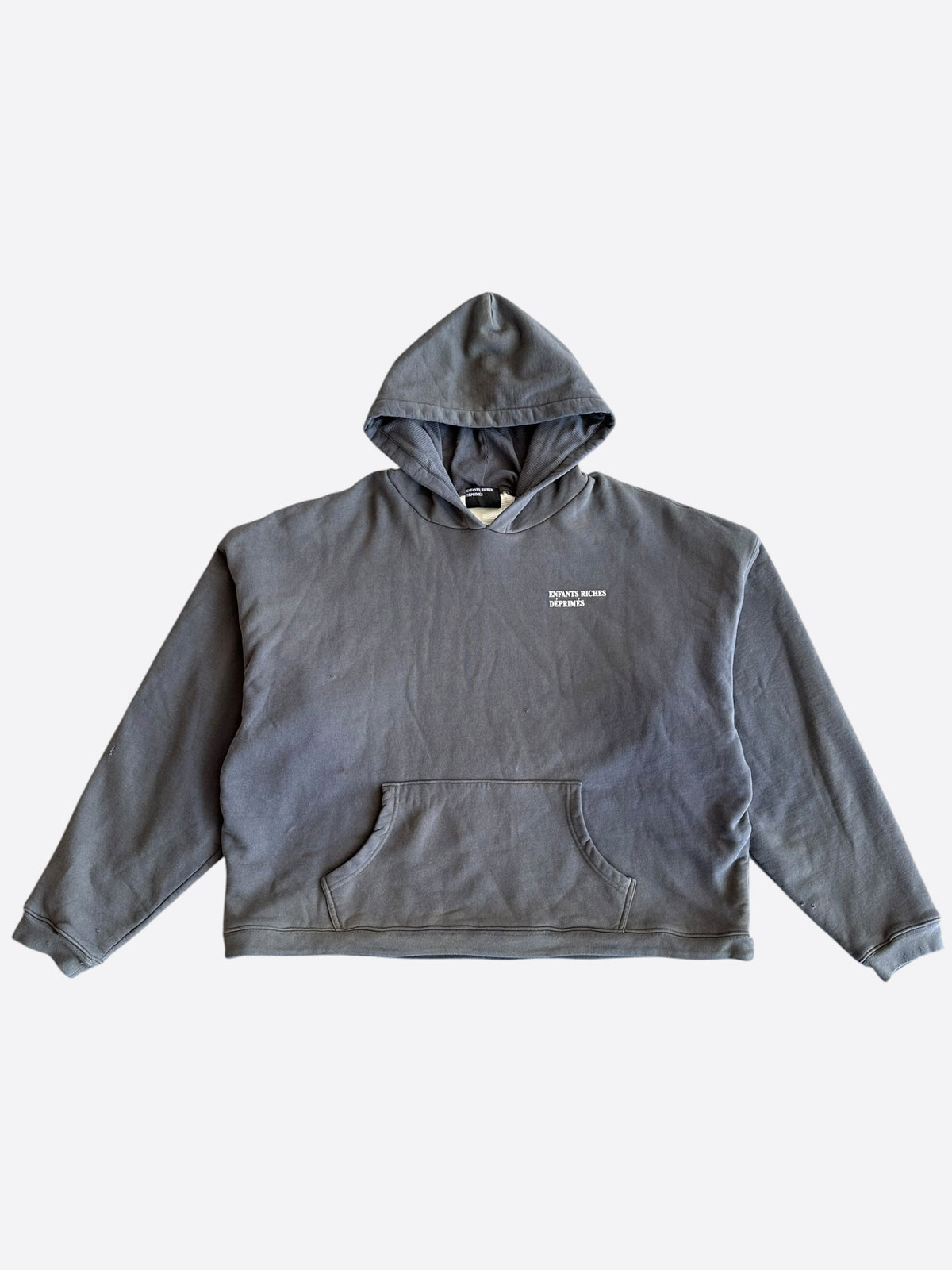 Enfants Riches Deprimes Faded Black & White Classic Logo Thermal Hoodie