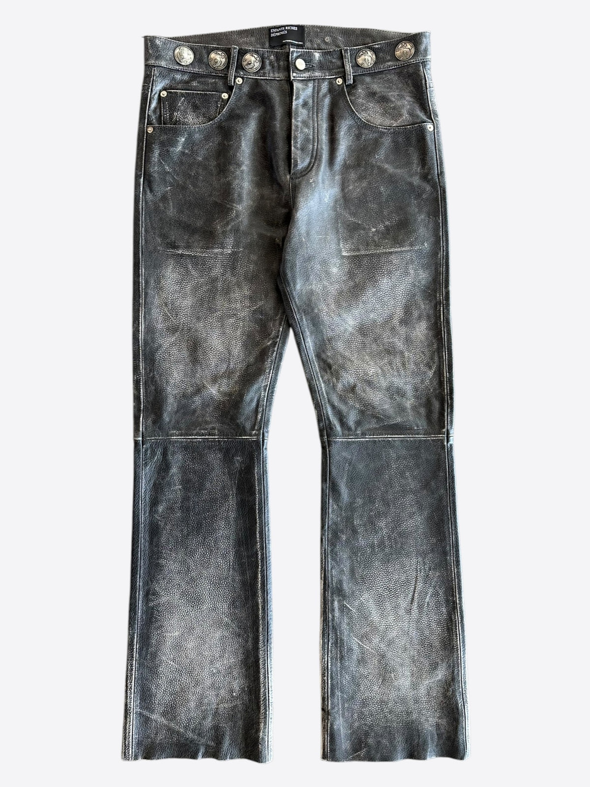 Enfants Riches Deprimes Faded Black Leather Jeans