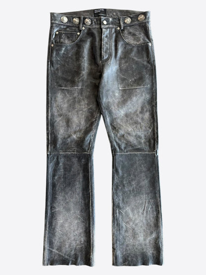 Enfants Riches Deprimes Faded Black Leather Jeans
