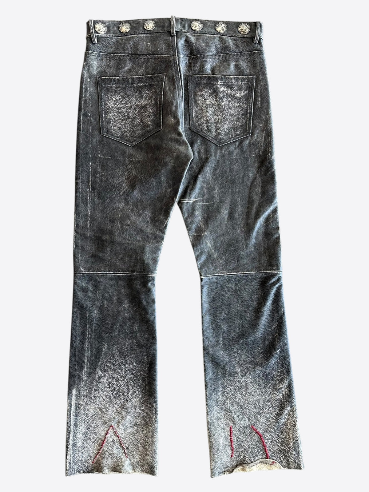 Enfants Riches Deprimes Faded Black Leather Jeans