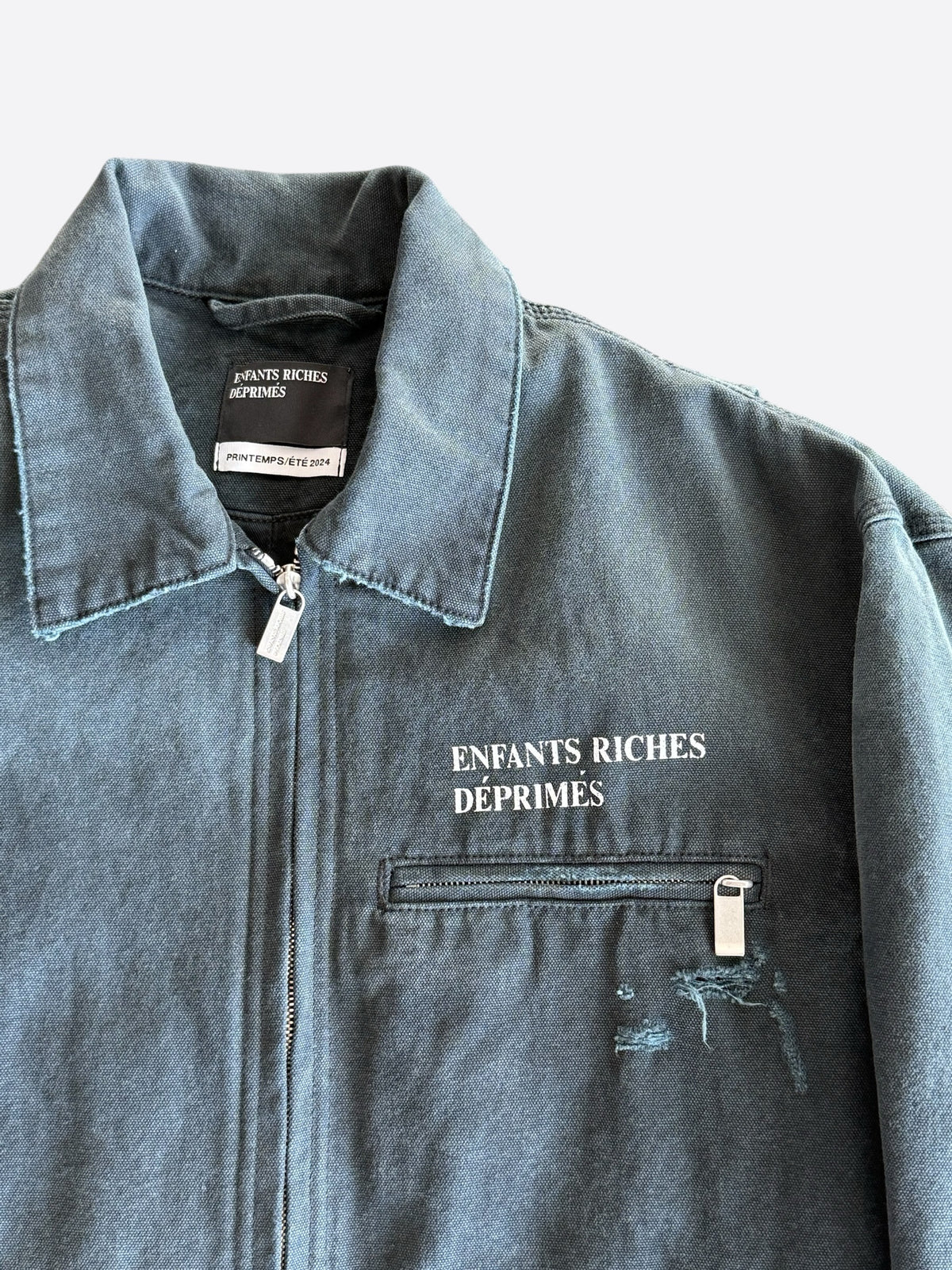 Enfants Riches Deprimes Faded Navy & White Classic Logo Work Jacket