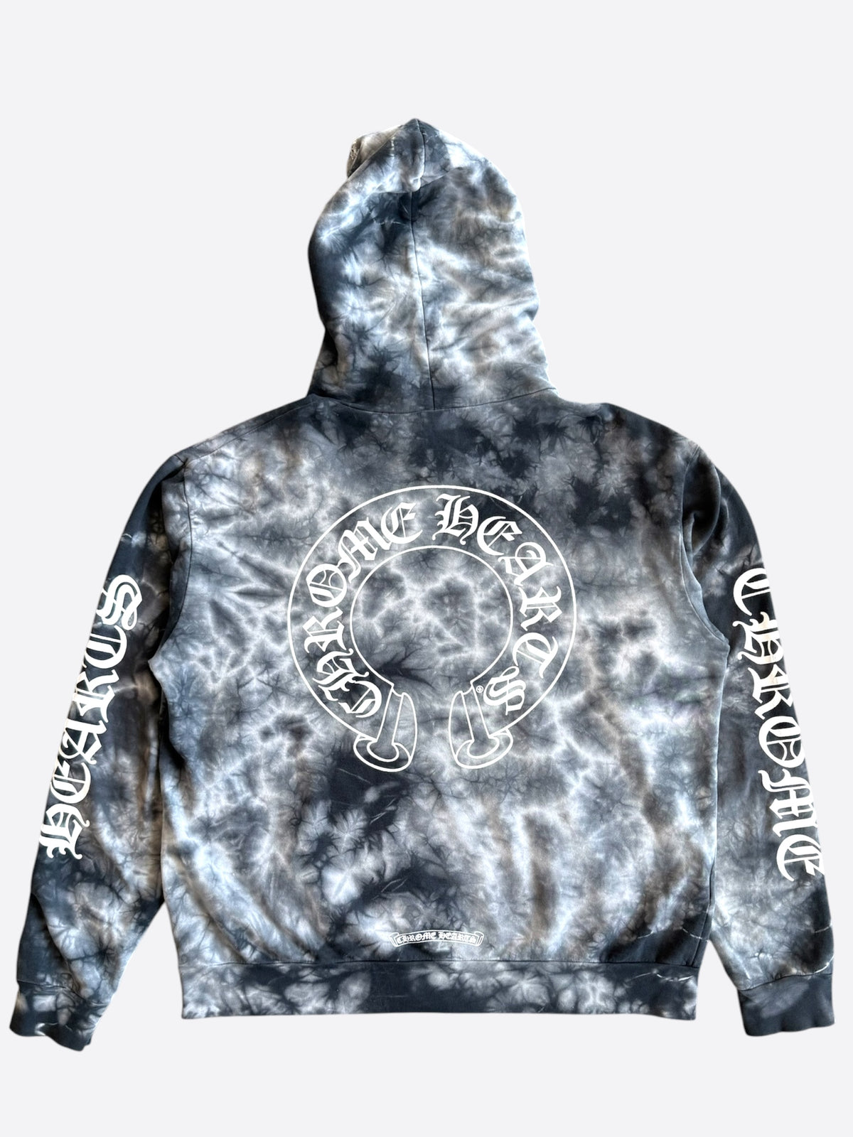 Chrome Hearts Black & White Tie-Dye Horseshoe Logo Hoodie