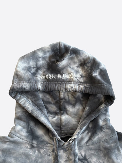 Chrome Hearts Black & White Tie-Dye Horseshoe Logo Hoodie