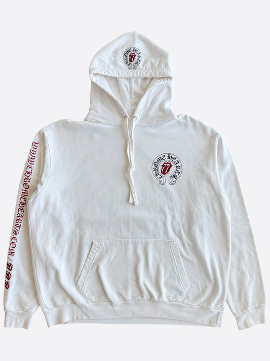 Chrome Hearts Rolling Stones White & Red Horseshoe Logo Hoodie