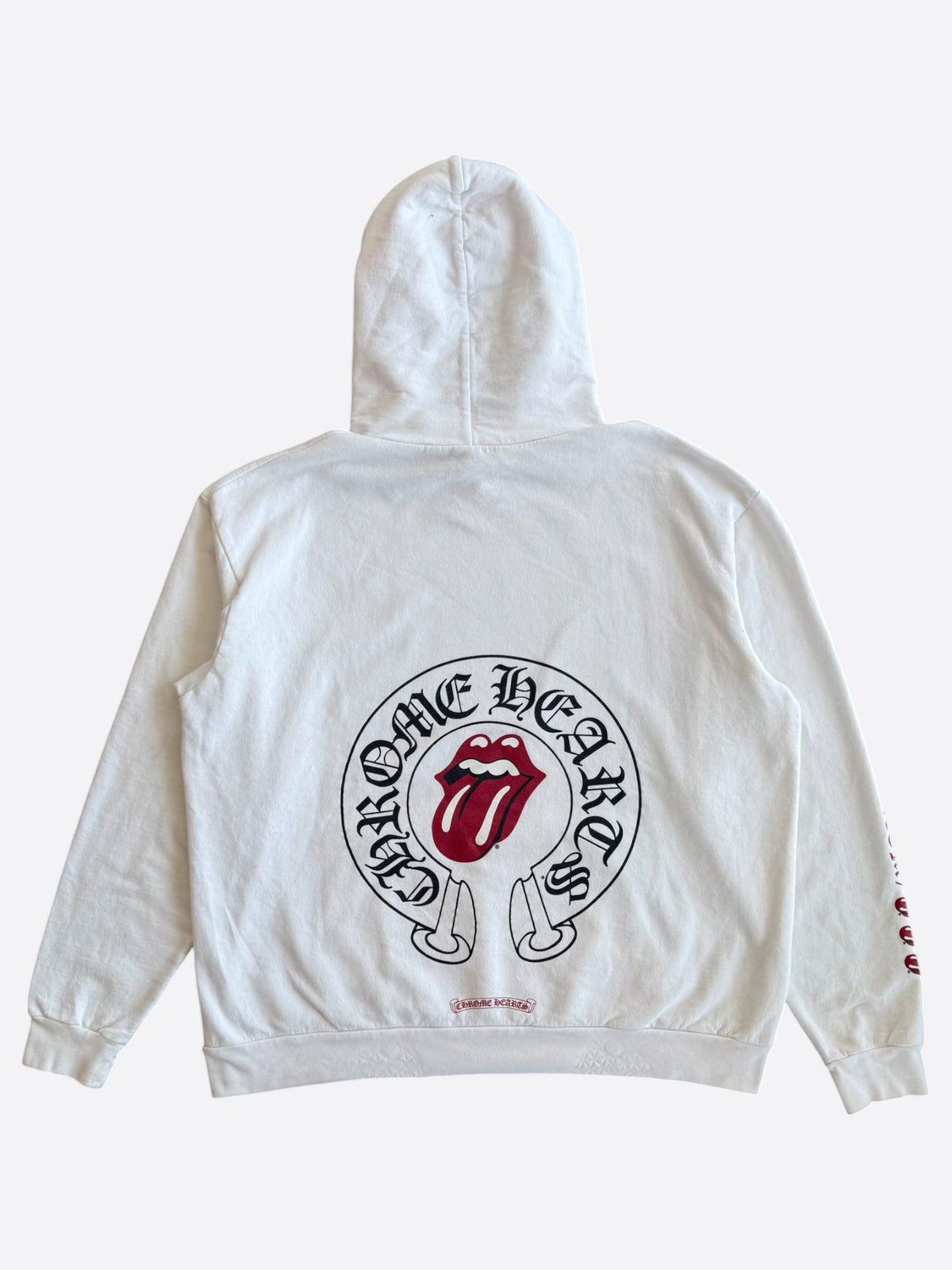 Chrome Hearts Rolling Stones White & Red Horseshoe Logo Hoodie