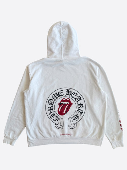 Chrome Hearts Rolling Stones White & Red Horseshoe Logo Hoodie