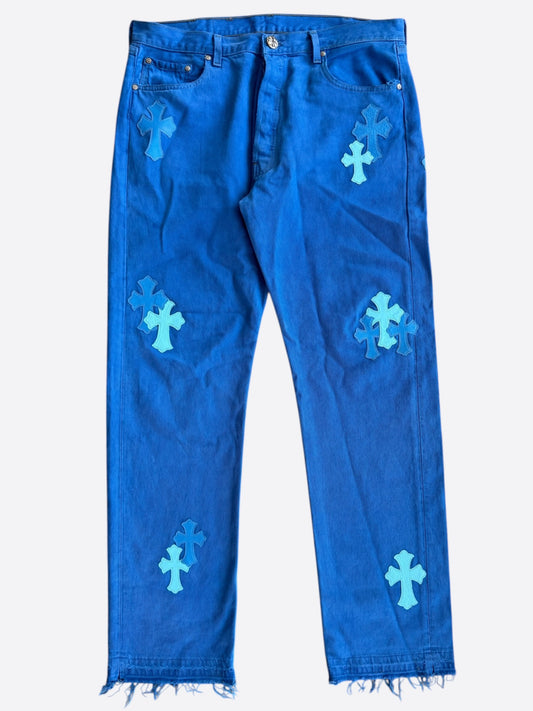 Chrome Hearts Levis London Exclusive Blue Dyed Cross Patch Jeans