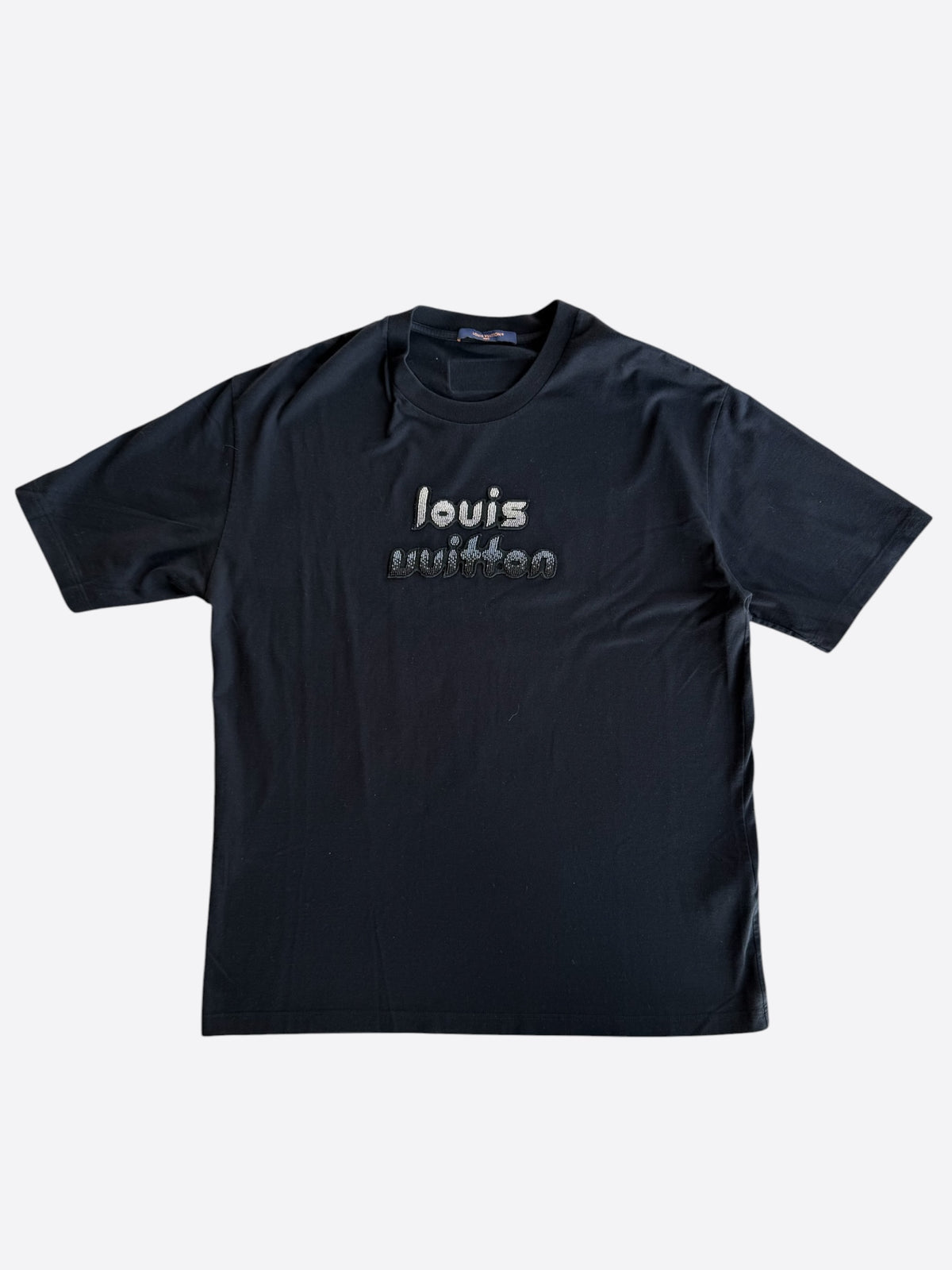 Louis Vuitton Black & Gradient Beaded Logo T-Shirt