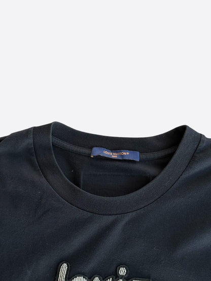 Louis Vuitton Black & Gradient Beaded Logo T-Shirt
