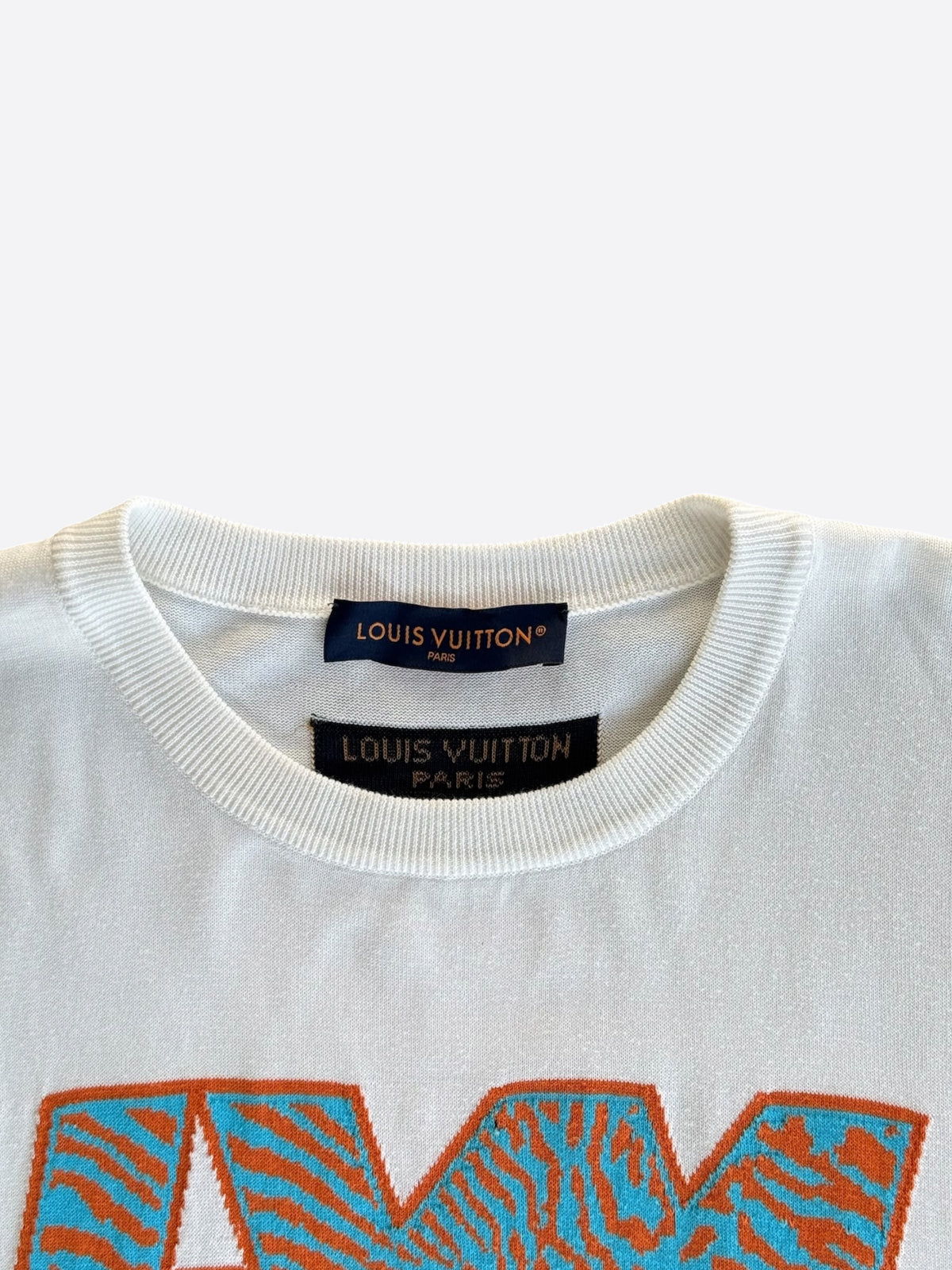 Louis Vuitton White LVM Graphic Intarsia T-Shirt