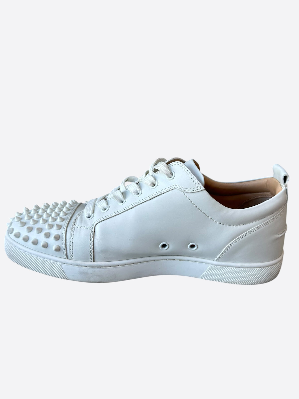 Christian Louboutin White Louis Junior Spikes Sneakers