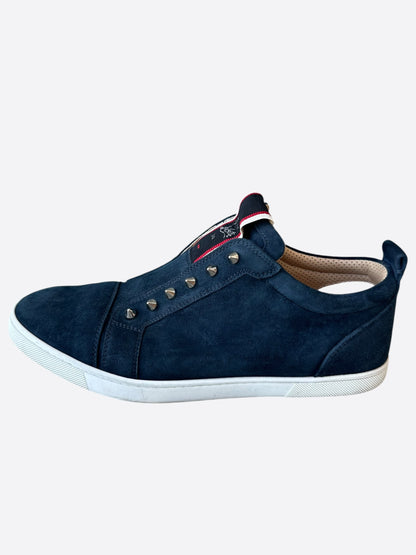 Christian Louboutin Navy Suede Slip On Sneakers
