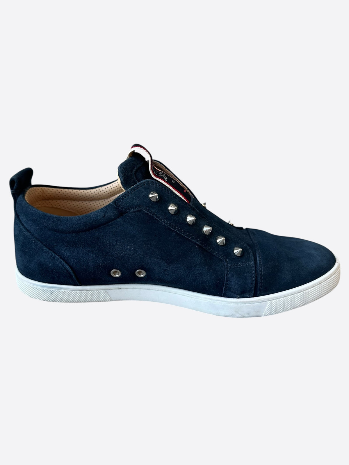 Christian Louboutin Navy Suede Slip On Sneakers