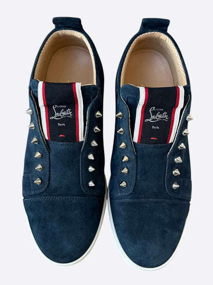 Christian Louboutin Navy Suede Slip On Sneakers