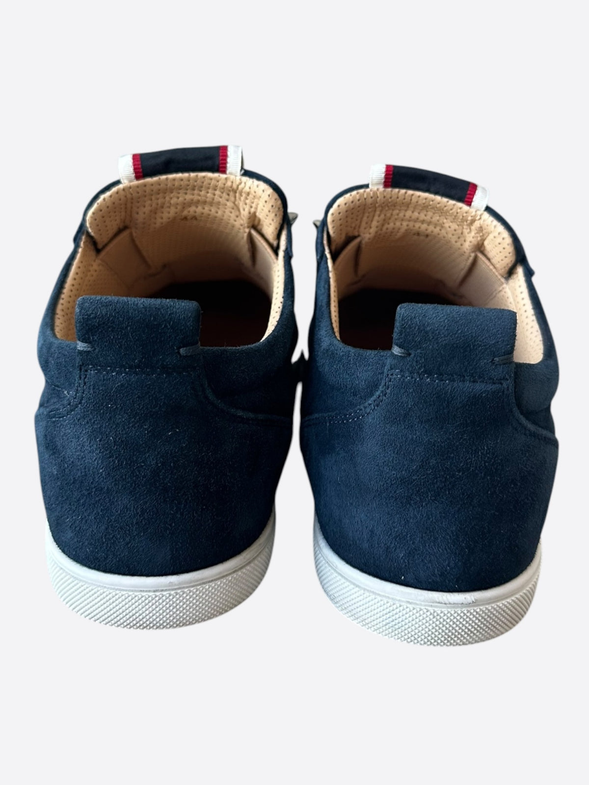 Christian Louboutin Navy Suede Slip On Sneakers