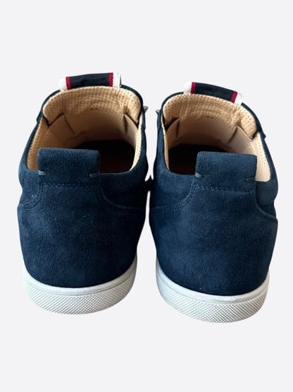 Christian Louboutin Navy Suede Slip On Sneakers