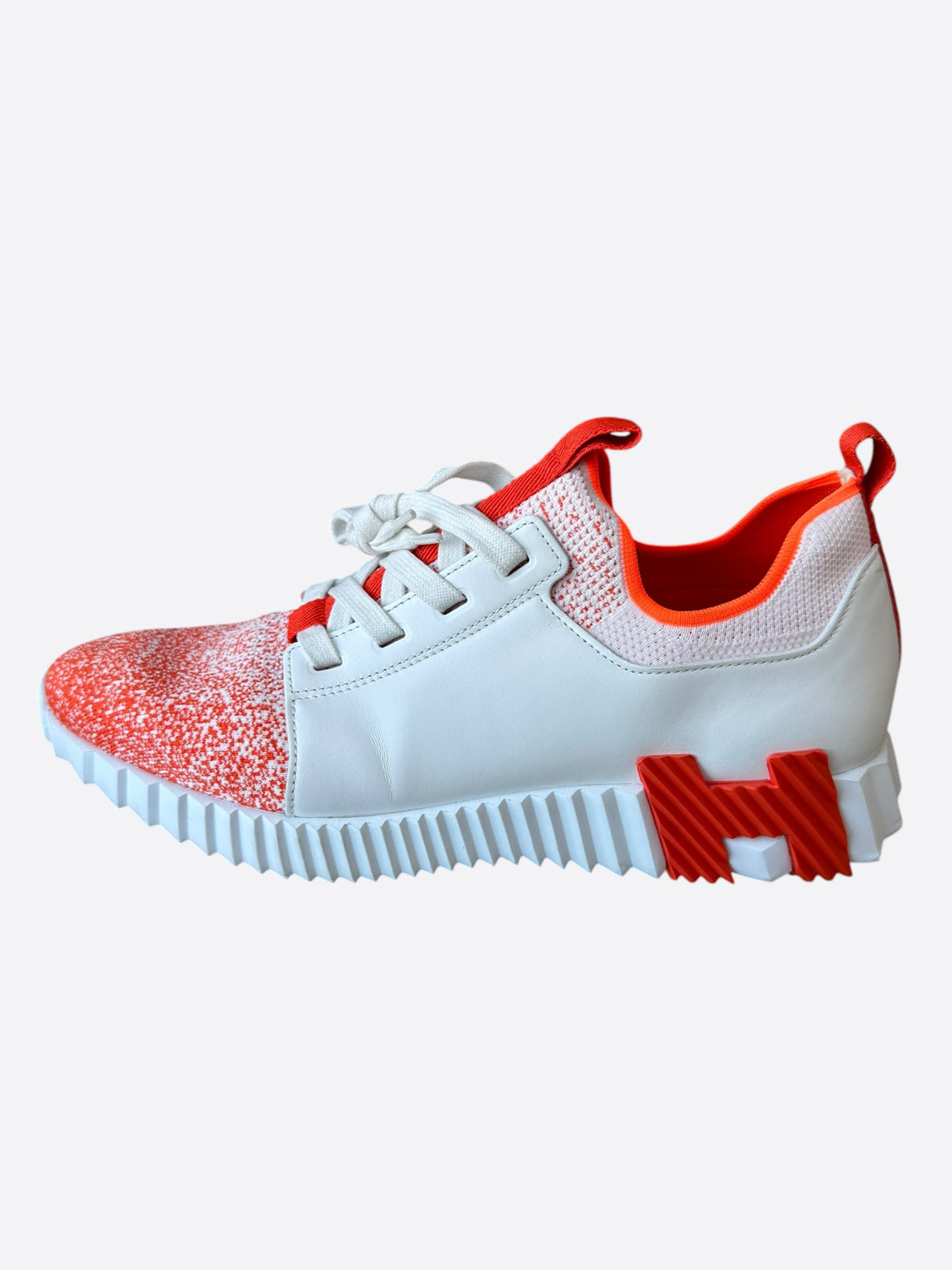 Hermes White & Orange Depart Sneakers