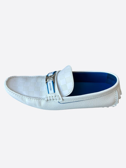 Louis Vuitton White & Silver Logo Monte Carlo Loafers