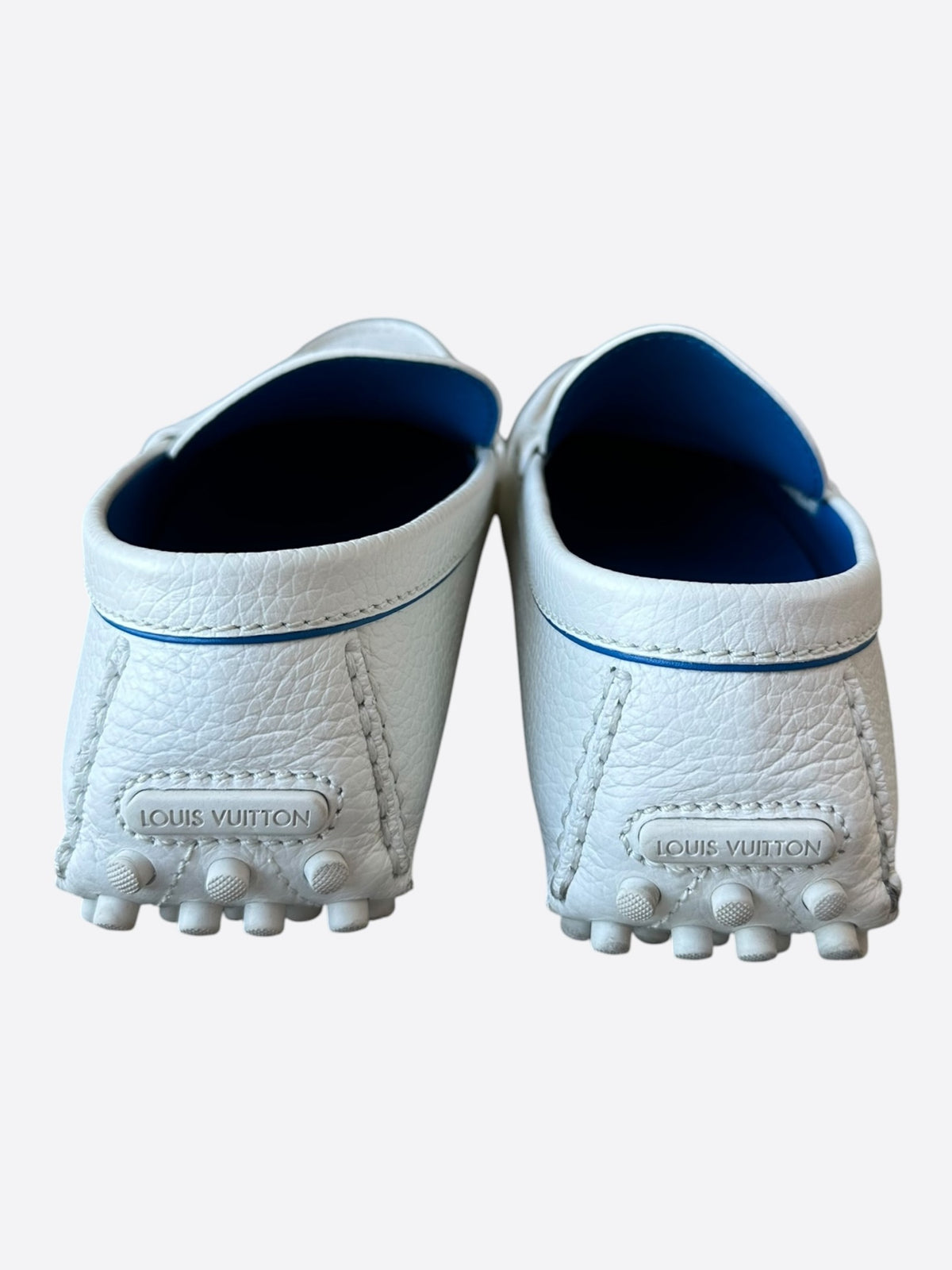 Louis Vuitton White & Silver Logo Monte Carlo Loafers