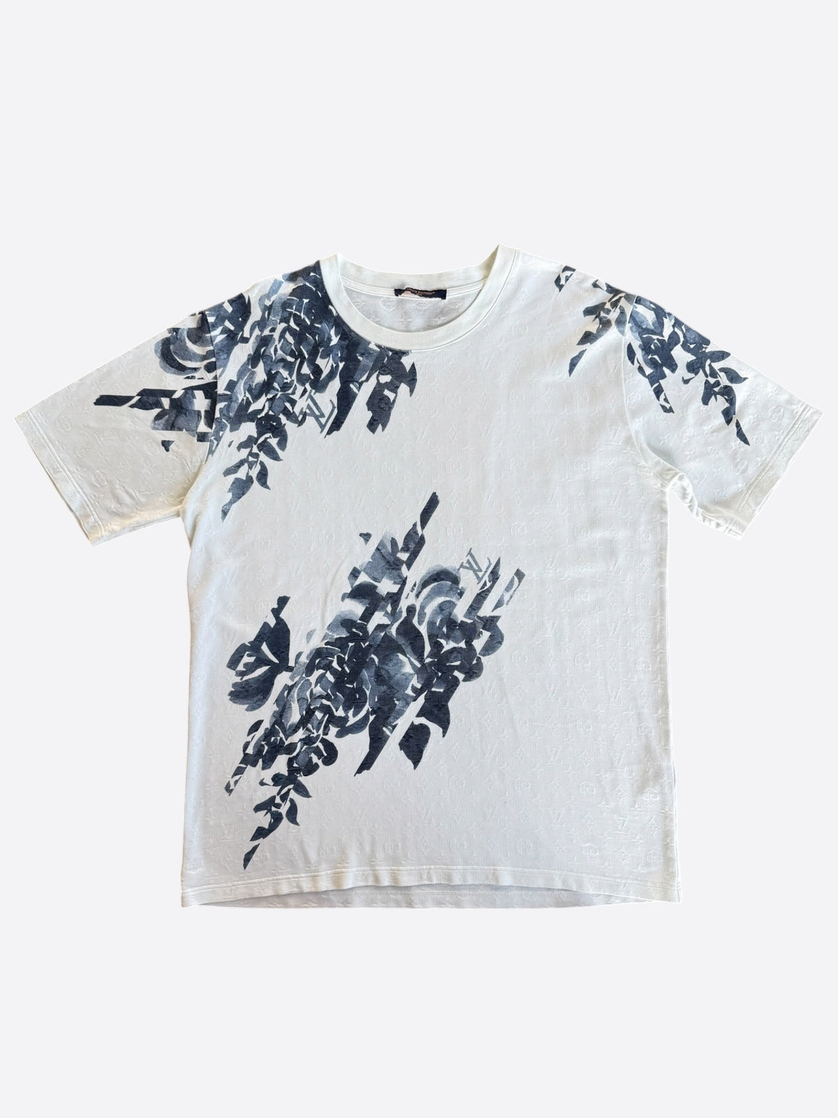 Louis Vuitton White & Blue Floral Monogram T-Shirt