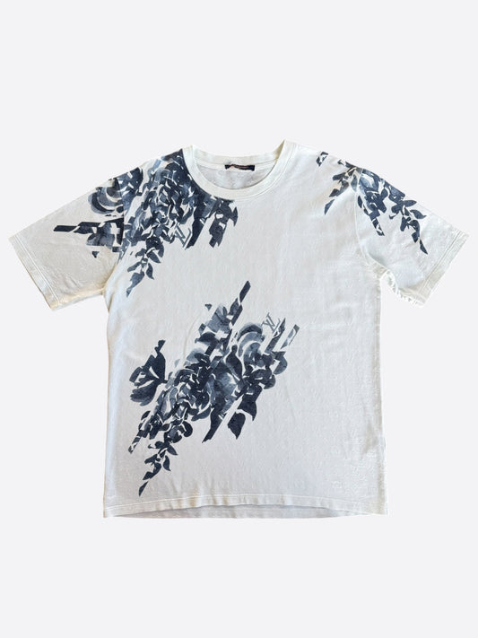 Louis Vuitton White & Blue Floral Monogram T-Shirt