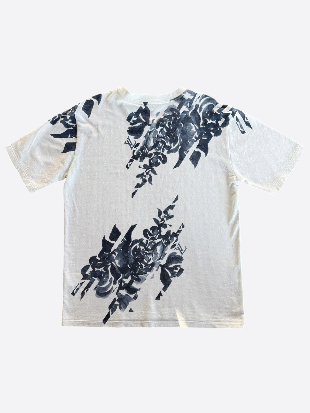 Louis Vuitton White & Blue Floral Monogram T-Shirt
