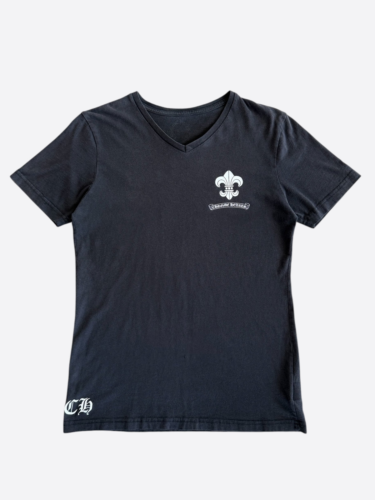Chrome Hearts Black & White Fleur Scroll Logo T-Shirt