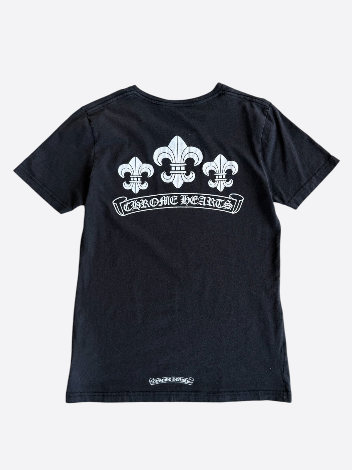 Chrome Hearts Black & White Fleur Scroll Logo T-Shirt