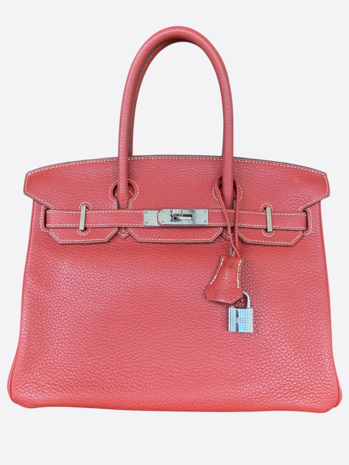 Hermes Red Togo & Palladium Hardware Birkin 30