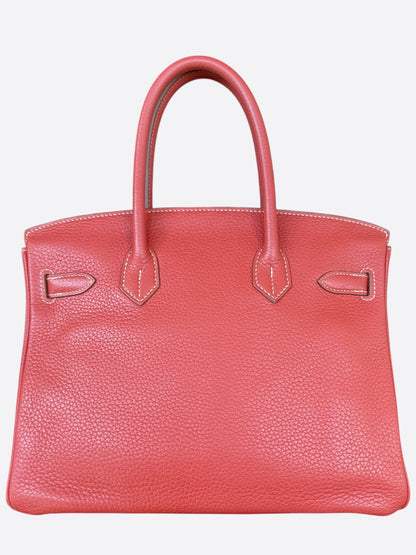 Hermes Red Togo & Palladium Hardware Birkin 30
