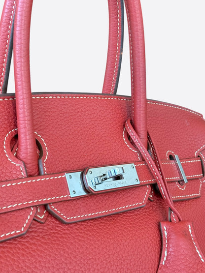 Hermes Red Togo & Palladium Hardware Birkin 30